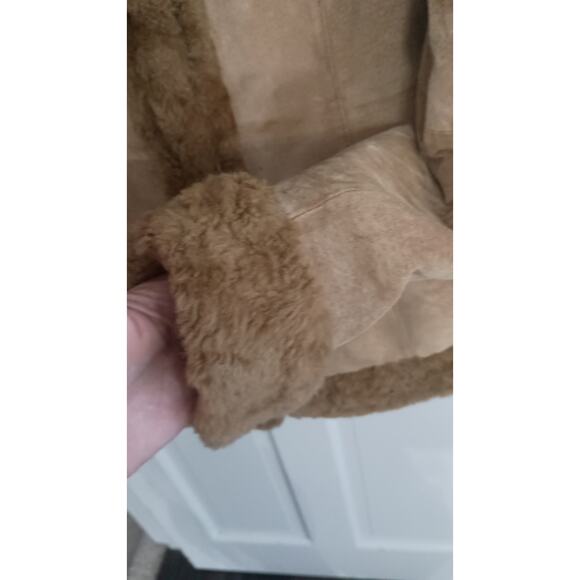 Y2K Vintage Penny Lane Suede Coat Sz M Genuine Leather, Faux Fur Xhilaration - Picture 6 of 11